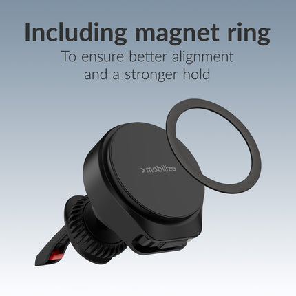 Mobilize Magsafe Compatible Car Holder/Charger 25W Qi2.2 With Retractable Usb-C Cable Black