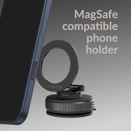 Mobilize Magsafe Compatible Phone Holder - 360° Rotatable & Foldable - Vacuum Suction - Black