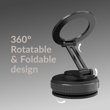 Mobilize Magsafe Compatible Phone Holder - 360° Rotatable & Foldable - Vacuum Suction - Black