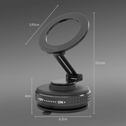 Mobilize Magsafe Compatible Phone Holder - 360° Rotatable & Foldable - Vacuum Suction - Black