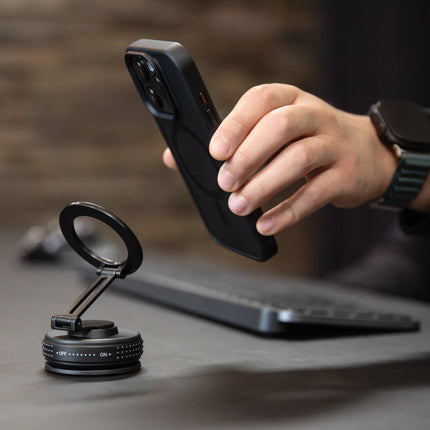 Mobilize Magsafe Compatible Phone Holder - 360° Rotatable & Foldable - Vacuum Suction - Black