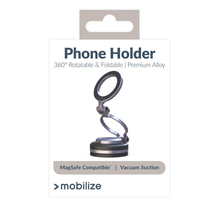 Mobilize Magsafe Compatible Phone Holder - 360° Rotatable & Foldable - Vacuum Suction - Premium Alloy