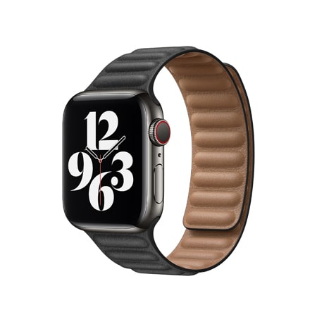 Apple Leather Strap Black 44mm (M/L)