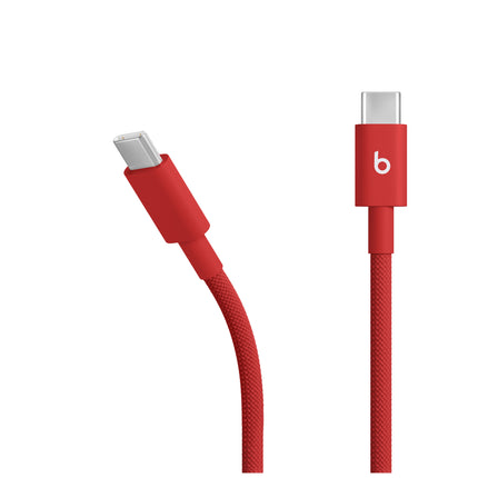 Detailfoto van de Beats-kabel in Rapid Red