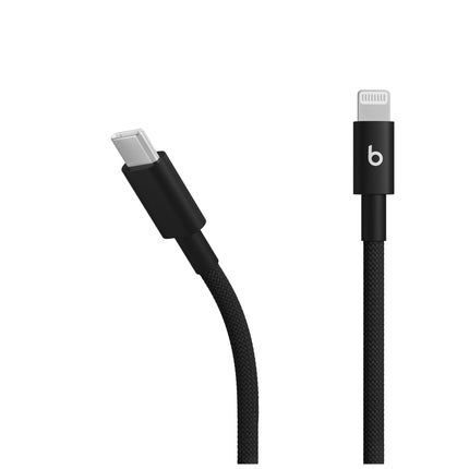 Detailfoto van de Beats USB-C-naar-Lightning-kabel in Bolt Black