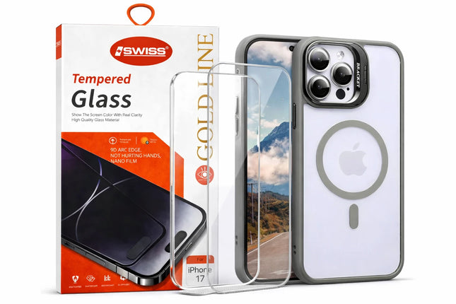 iPhone 17 Hülle Transparent mit MagSafe + Bildschirmschutz | Stoßfest & 9D Gehärtetes Glas
