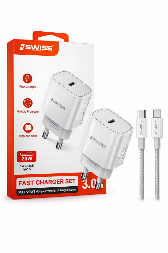 USB-C charger set including charger and cable